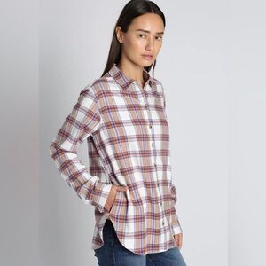 NWT Jachs Girlfriend Super Soft Flannel 2 Side Pockets Plaid Button Fron…